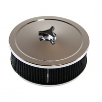Chrome Air Cleaner 9" Wide x 3" Tall Suit 2-5/16" Stromberg Carb Black Element