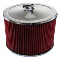 Chrome Air Cleaner 9" Wide x 6" Tall Suit 2-5/16" Stromberg Carb Red Element