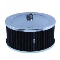 Chrome Air Cleaner 6-3/8" Wide x 3" Tall Suit 2-5/8" Carb Black Washable Element
