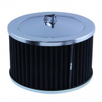 Chrome Air Cleaner 6-3/8" Wide x 4" Tall Suit 2-5/8" Carb Black Washable Element