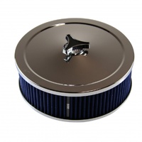 Chrome Air Cleaner 9" Wide x 3" Tall Suit 2-5/8" WW Stromberg Carb Blue Element