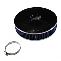Chrome Air Cleaner 9" Wide x 2" Tall Weber 32/36 Dgv Dgav Carb Blue Element