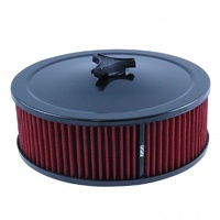 Black Air Cleaner 9" Wide x 3" Tall Holley Edelbrock Carburettor Red Element