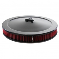 Black Air Filter Cleaner 14" x 2" Holley or Holden Quadrajet Base Red Element
