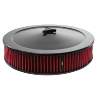 Black Air Filter Cleaner 14" x 3" Holley or Holden Quadrajet Base Red Element