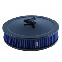 Black Air Cleaner 9" Wide x 2" Tall Holley Edelbrock Carburettor Blue Element