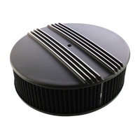 Black Alloy Dual Centre Finned Air Cleaner 14" x 4" Holley Edelbrock Black Filte