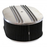 Oval Dual Centre Finned Air Cleaner 12" x 4" Holley Edelbrock Quadrajet Carter
