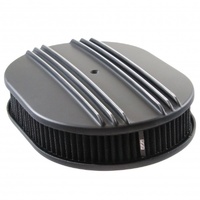 Oval Black Dual Centre Finned Air Cleaner 12" x 2" Holley Edelbrock Quadrajet