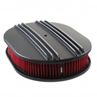 Oval Black Dual Centre Finned Air Cleaner 12" x 2" Holley Edelbrock Quadrajet