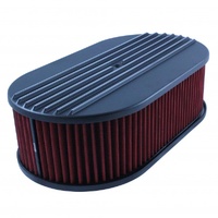 Oval Black Half Finned Air Cleaner 15" x 4" Holley Edelbrock Quadrajet Carter