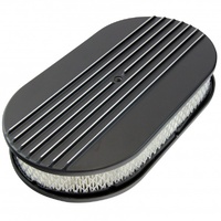 Oval Black Half Finned Air Cleaner 15" x 2" Holley Edelbrock Quadrajet Carter