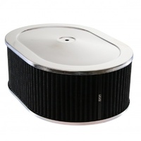 Oval Chrome Steel Air Cleaner 12" x 4" Holley Edelbrock Quadrajet Black Filter