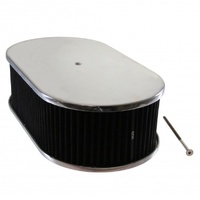 Oval Smooth Air Cleaner 15" x 4" Holley Edelbrock Quadrajet Carter Black Filter