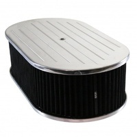 Oval Ball Milled Air Cleaner 15" x 4" Holley Edelbrock Quadrajet Black Filter