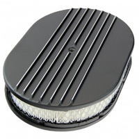Oval Black Half Finned Air Cleaner 12" x 2" Holley Edelbrock Quadrajet Carter