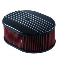 Oval Black Half Finned Air Cleaner 12" x 4" Holley Edelbrock Quadrajet Carter