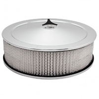 Chrome Air Filter Cleaner 14" x 4" Holley Rochester Recessed Base Paper Element