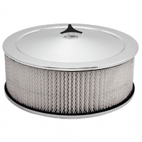 Chrome Air Filter Cleaner 14" x 5" Holley Rochester Recessed Base Paper Element