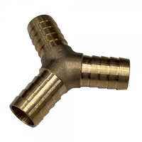 Brass 3-Way Y Shape Tail Piece 5/8" (15.9mm) Barbed Hose Tube Ends