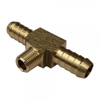 Brass Branch Hose Tee 1/2" (12.7mm) Hose Tube to 1/4" (13.2mm) Male BSP Thread