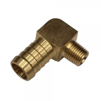 Brass Male Elbow Tail Fitting 5/8" (15.9mm) Hose Tube End to 3/8" (17mm) Male NPT Thread