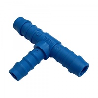 Nylon Plastic Reducing Tee 1/2" (12.7mm) x 1/2" (12.7mm) to 3/8" (9.5mm) Hose Tube End
