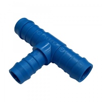 Nylon Plastic Reducing Tee 3/4" (19.1mm) x 3/4" (19.1mm) to 5/8" (15.9mm) Hose Tube End