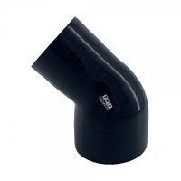 Silicone Hose Black 45 Deg Reducing Elbow 102 to 76mm (4" to 3") ID, 50mm Leg Length
