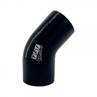 Silicone Hose Black 45 Deg Reducing Elbow 57 to 51mm (2.25" to 2") ID, 50mm Leg Length