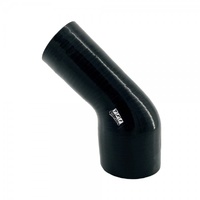Silicone Hose Black 45 Deg Reducing Elbow 76 to 51mm (3" to 2") ID, 50mm Leg Length