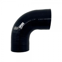 Silicone Hose Black 90 Deg Reducing Elbow 57 to 51mm (2.25" to 2") ID, 50mm Leg Length