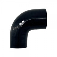 Silicone Hose Black 90 Deg Reducing Elbow 70 to 51mm (2.75" to 2.5") ID, 50mm Leg Length