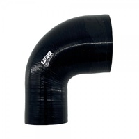 Silicone Hose Black 90 Deg Reducing Elbow 76 to 63mm (3" to 2.5") ID, 50mm Leg Length