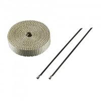 Exhaust Wrap 25mm(1") x 7.5mt(10ft) with 2 Stainless Steel Lock Ties Rated 650⁰C
