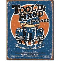 Tool'in Hand Garage. Give Us A Crack At It Metal Sign Reproduction 32cm x 41cm