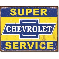 Super Chevrolet Service Weathered Metal Sign 41cm x 32cm