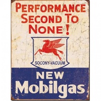 New Mobilgas Performance 2nd To None Metal Sign Reproduction 32cm x 41cm