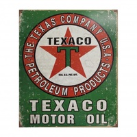 Texaco Motor Oil Green Weathered Metal Sign Reproduction 32cm x 41cm