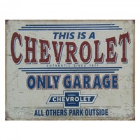 Chevrolet Only Garage All Others Park Outside Metal Sign Repro 41cm x 32cm