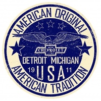Chevy American Original American Tradition Metal Sign Reproduction 30cm Round 