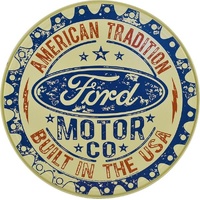 Ford Built in USA Metal Sign Reproduction 30cm Round