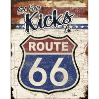 Route 66 Get Your Kicks Metal Sign Reproduction 32cm x 41cm