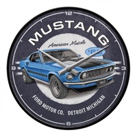 Wall Clock Ford Mustang 1969 Mach 1 Blue - 30cm