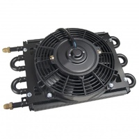 Derale Trans/Power/Fuel Cooler 12v fan 6 Pass 7-5/8"x13-5/8" -6AN Fittings 12730