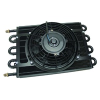 Derale Trans/Power/Fuel Cooler 12v fan 8 Pass 10-1/4"x17-1/2"-6AN Fittings 12733