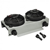 Derale Dual 5" Fans Cool Remote Fluid Cooler 19 Row Stacked Plate -6AN 13740