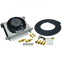 Derale Hyper-Cool Transmission Cooler 25 Row 13"x10"x5-5/8" 8" Fan -6AN 13960