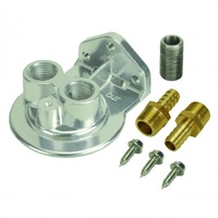 Derale Single Ports Up 1/2" NPT Remote Filter Mount Kit Dual Thread Entry 15728