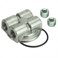 Derale Engine Oil Spin-On Adaptor Ports Left/Right 3/4"-16 1/2" Npt Ports 15746